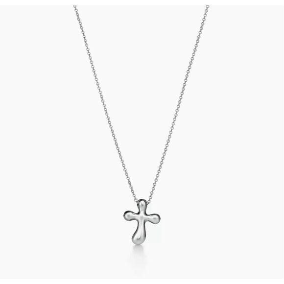 TIFFANY & CO. Cross Pendant Necklace Elsa Peretti Spain Sterling Silver 925 T & - Picture 1 of 8